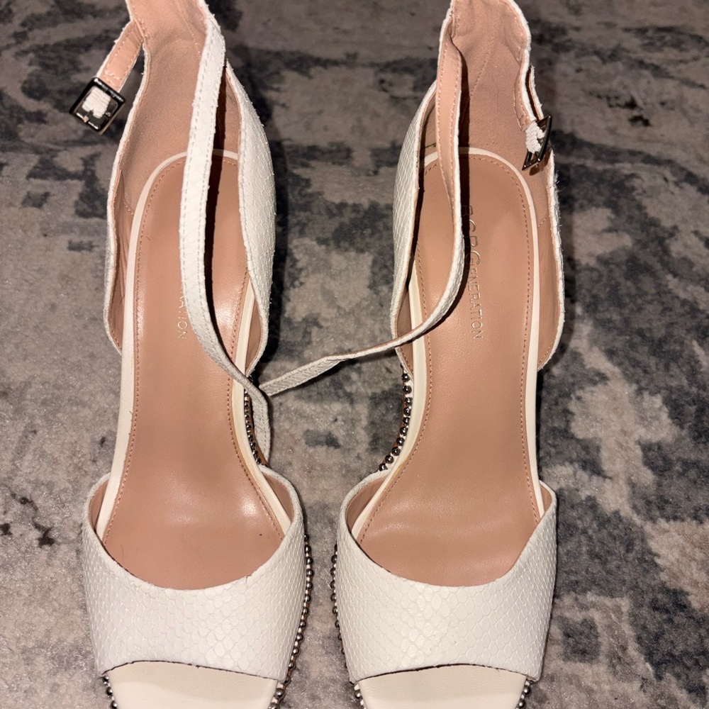 Elegant White High Heel Sandals